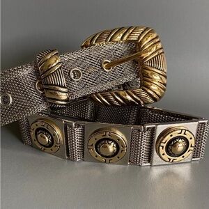 1980's Silver & Gold Mesh Roman Concho Belt 30"-34"​​